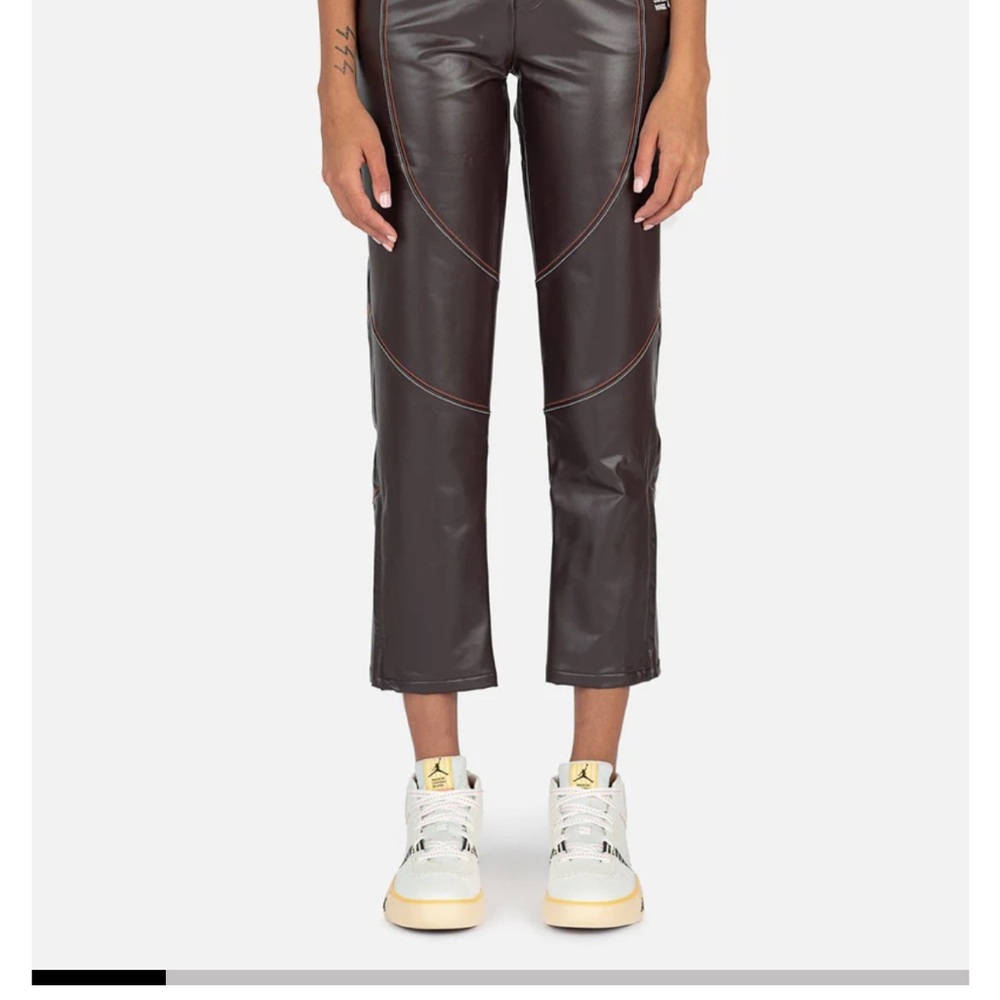 Maison Château Rouge x Jordan | Faux Leather Pants in Brown Basalt